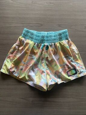 SLUNKS CASSOS Tropical Floral Shorts with Teal Waistband